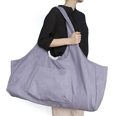 Imagen de 3DTengkit bolsa de yoga grande para esterilla yoga, lona con bolsillo interior cremallera, se adapta a la mayoría tamaños tapetes (morado)