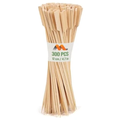 Imagen de 300 Palillos de Bambú, Madera Anchos y Planos Para Fiestas, Aperitivos, Malvaviscos, Frutas, Barbacoa (BBQ) por Mobi Lock