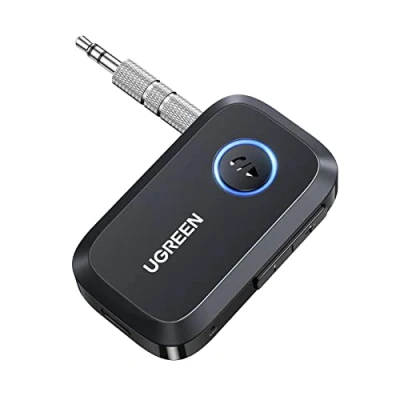 Imagen de UGREEN Receptor Bluetooth 5.4 Jack 3.5mm Adaptador Emisor Aux Coche A2DP Llamadas Manos Libres para Altavoces, Negro