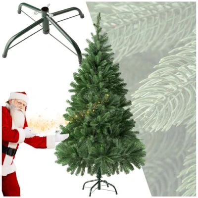 Imagen de tectake® Árbol de Navidad Artificial con Soporte Metálico Plegable y Topes, Abeto Ramas Flexibles para Adornos Navidad, Frondoso, Fácil Montaje Almacenamiento, 140cm. 470 Ramas, Verde