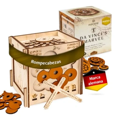 Imagen de INSCAPE Da Vinci&#039;s Marvel Caja rompecabezas de madera Puzzle Box Escape Room Juego para adultos y niños Juegos ajos 3D Cluebox pensamiento