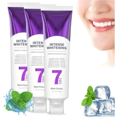 Imagen de 7 Pro Pasta de dientes blanqueadora fuerte limpieza profunda probiótica con sabor a menta fresca Consigue una sonrisa más brill