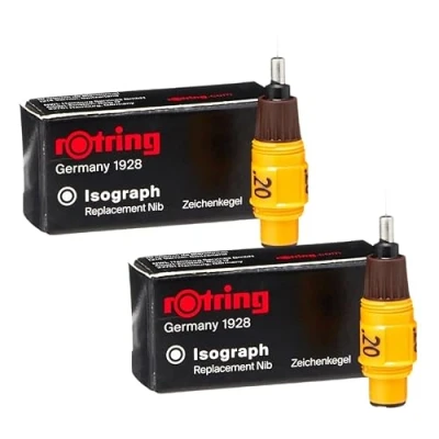 Imagen de rOtring Isograph Punta de repuesto para bolígrafo dibujo técnico 0,20 mm 2 unidades