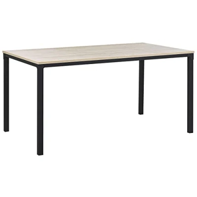 Imagen de Beliani Mesa de Comedor Negra con Tablero Madera Clara Patas Metal 150 x 90 cm Estilo escandinavo Hockley
