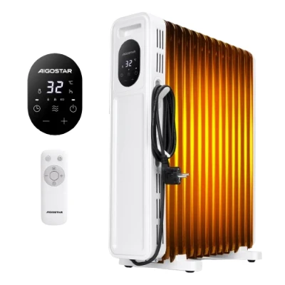 Imagen de Aigostar Radiador de Aceite 11 Elementos, 2300 W, Pantalla Control LED, Temporizador 24h, Mando a Distancia, 3 Modos con Función Eco, Silencioso, Recomendado para Estancias 20 ㎡, Cozy