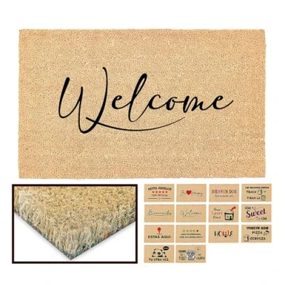 Imagen de LucaHome Felpudo Entrada casa Original y Divertido de Coco Natural Welcome 40x70 Ideal para Puertas Exteriores Cubiertas, pasillos entradas hogares