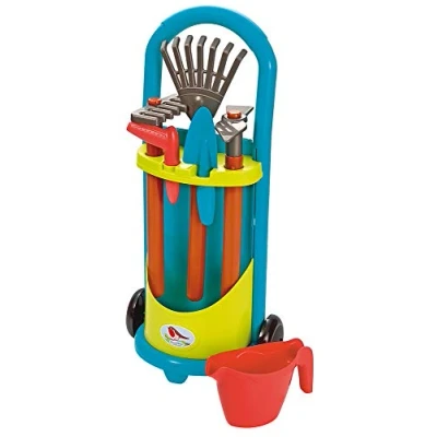 Imagen de Ecoiffier Carrito Jardinero, 27 x 18 57 cm, Incluye Regadera, Pala, Azada, Maceta y Rastrillo, para Niños a Partir de Meses, Multicolor, 60 40 cm (43390)