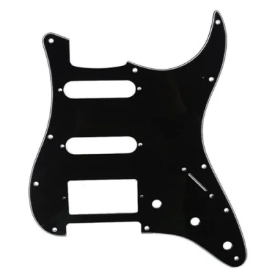 Imagen de Musiclily 11 Agujeros HSS Strat Pickguard Golpeador para Fender American/México Standard Stratocaster Estilo Moderno, 3 capas Negro