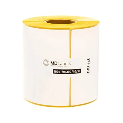 Imagen de MDlabels etiquetas térmicas blancas en rollo, 100 x 170 mm, 300 unidades, manga de 40 adhesivo permanente, envío,