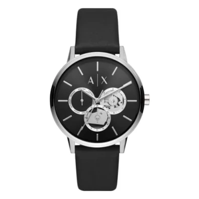 Imagen de Armani Exchange Reloj Hombre, Movimiento de cuarzo, 42 mm Caja acero Negro con correa piel, AX2745, y tono plata