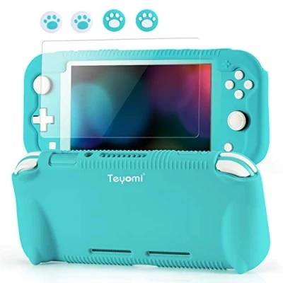 Imagen de Teyomi Funda de Silicona para Nintendo Switch Lite con Protector Pantalla, 4 Piezas Joystick Tapas y Ranuras Tarjetas, Carcasa Soporte, diseño Resistente a Golpes arañazos