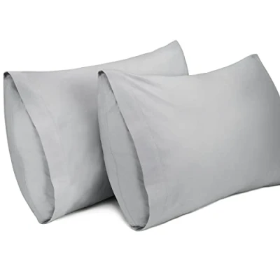 Imagen de Lirex 2 Paquetes Fundas de Almohada, 100% Algodón 400 Hilos Transpirable Almohada la Cubiertas (40 x 70 cm, Gris Claro)