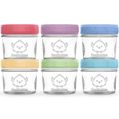 Imagen de KeaBabies Juego de 6 recipientes para congelación alimentos bebés, 60 ml, a prueba fugas, aptos microondas, almacenamiento bebés (Nord)