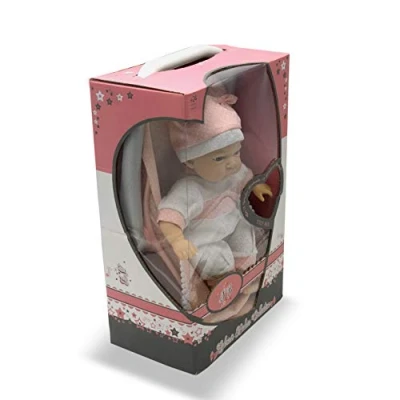 Imagen de Tachan Muñeca con Cuerpo Blando de 30 cm, en capazo y saquito bebé Rosa Que emite 12 Sonidos Diferentes (781T00436)