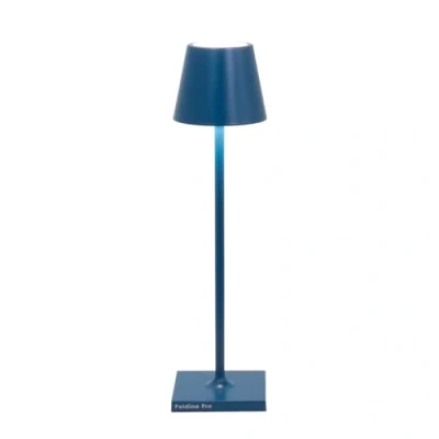 Imagen de Zafferano, Lámpara Poldina Micro, de Mesa Recargable e Inalámbrica con Control Táctil, Adecuada para Interior y Exterior, Atenuador, 2200 3000 K, Altura 27,5 cm, Color Azul Capri