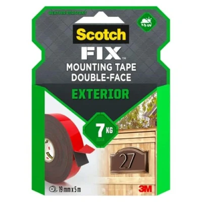 Imagen de Scotch Fix Cinta de montaje para exteriores 411 1950 P, 19 mm x 5m, 1 rollo/pack (el embalaje puede variar)
