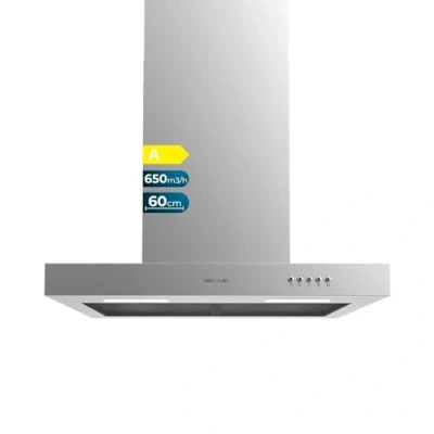Imagen de Cecotec Campana Extractora 60 cm Tipo T Bolero Flux TM 606500 Inox A. Motor 165W, Acabado Inox, Succión 650m3/h, Control Mecánico, 3 Niveles de Potencia, Luz y Filtro Carbono
