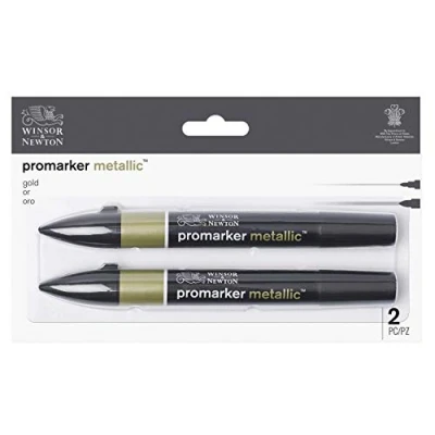 Imagen de Winsor &amp; Newton Set de Rotuladores ProMarker Metallic, 2 Unidades, Oro