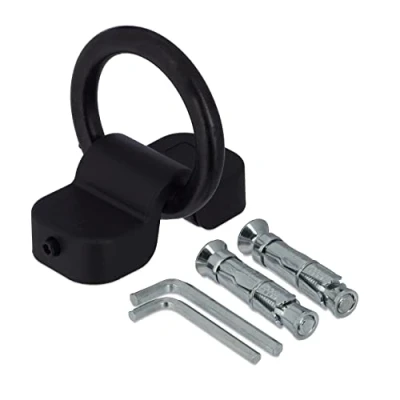 Imagen de Relaxdays Gancho Pared y Suelo, Anclaje para Bicicleta, Moto, Antirrobo, Aro de 14mm, Acero Plástico, Negro Plateado, 4,5 x 12 5,5 cm