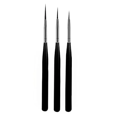 Imagen de luoshaPUCY 3 Piezas Pinceles para Uñas, Uñas Gel, Nail Art Pintura Dibujo Línea Herramienta, DIY Design(Negro)