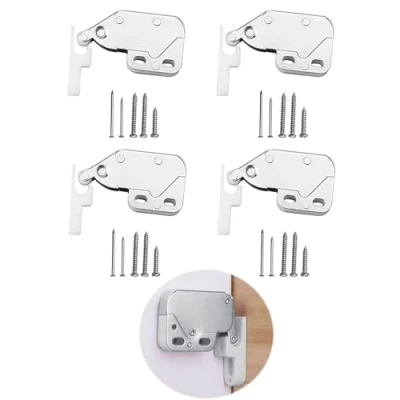 Imagen de 4 Piezas Mini Pestillo de Resorte, Bloqueo Resorte Automático, Latch Cierre Presión Puerta, con Tornillos para Armarios, Gabinetes, Vinotecas