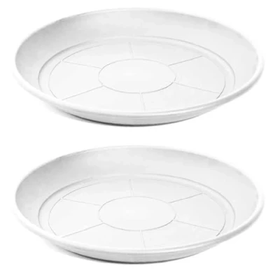 Imagen de AC Pack de 2 Platos para Maceta Mediterranea Fabricado en Polipropileno Ideal el Hogar, Plantas, Jardín, Decoración. Cuidado Plantas Forma Redonda Ø 48,4 cm Color Blanco