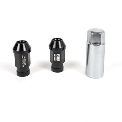 Imagen de OMP SPEED Set 20 Tuercas de Rueda con Métrica M14 x 1.25, Llave 19 Largo Roscado 40 mm, color Negro Aluminio 7075