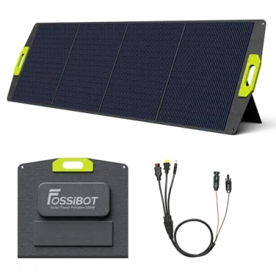 Imagen de FOSSIBOT panel solar portátil de 200 W, kit plegable, módulo eficiencia del 23,4% IP67, resistente al agua para camping, F1200 F2400 F3600, estación energía portátil, generador