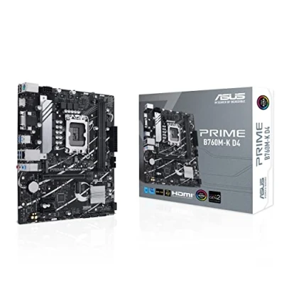 Imagen de Asus Prime B760M K D4 Placa Base mATX Intel B760 LGA 1700 (PCIe 4.0, Dos M.2, DDR4, 2.5Gb Ethernet, SATA 6 Gbps, USB 3.2 Gen 1, Aura Sync)