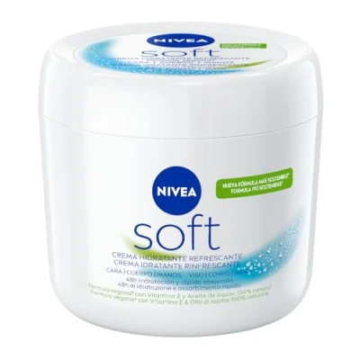 Imagen de NIVEA Soft (1 x 500 ml), crema multiusos con aceite de jojoba y vitamina E, hidratante intensiva para el cuidado la piel cara, cuerpo manos, sin parabenos
