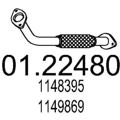 Imagen de MTS 01.22480 Tubo de escape 540 delante para silenciador intermedio FORD: MONDEO 3, 3 Kombi, Stufenheck