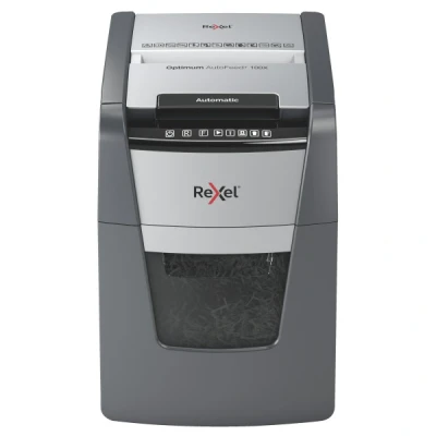 Imagen de Rexel 2020100X Destructora de Papel Automática Optimum AutoFeed 100X Corte en Partículas P4 para Oficina, Destruye Hasta 100 Hojas a la Vez, Papelera Extraíble 34 Litros, Silenciosa