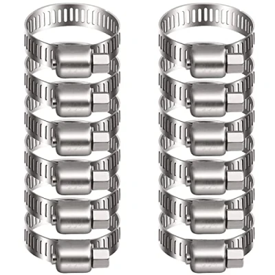 Imagen de Litensh Clips de manguera acero inoxidable, abrazaderas engranaje helicoidal abrazadera tubería, tubería combustible (21 44MM, 12PCS)