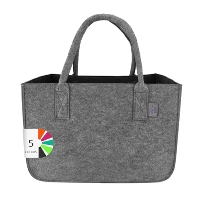 Imagen de LEVIATAN Bolsa de Fieltro Grande 30 Litros Multifuncional Compras XXL Cesta Plegable Leña Ropa Juguetes Negro