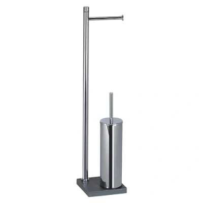Imagen de Gedy Trilly Columna Portarrollos y escobillero Cromo Gris