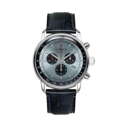 Imagen de Zeppelin LZ14 Series Marine con Correa de Piel cocodrilo, Plata/Azul Glaciar 8886 2