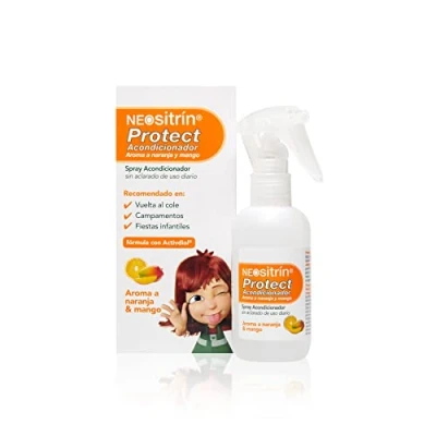 Imagen de Neositrín Protect Spray Acondicionador sin clarado que repele los piojos Protege y Desenreda Aroma a Naranja Mango Para uso diario partir de 1 año 100ml