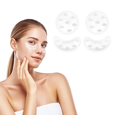 Imagen de Navaris Bolsas frías para ojos Set de 4x compresa gel aplicar calor frío Compresas ojeras con diferentes formas Diseño nubes