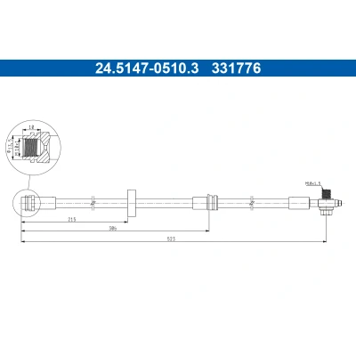 Imagen de ATE 24.5147 0510.3 Latiguillos de Freno 523mm M10x1mm