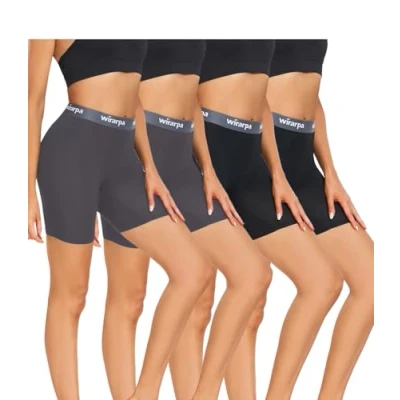 Imagen de wirarpa Boxer Mujer Modal Bragas Pantalónes Cortos Boxers Anti Rozaduras Culotte Shorts con Entrepierna Pack de 4 Negro Gris Tamaño L