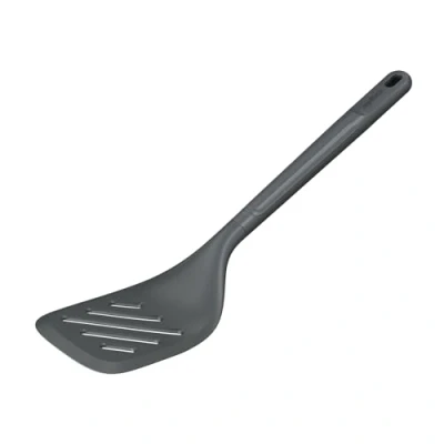 Imagen de Zyliss espátula de cocina ranurada, paja trigo sostenible/nailon, para cocinar, antiadherente, cabeza silicona resistente al calor, gris beluga, 31 cm x 8 cm, apto lavavajillas