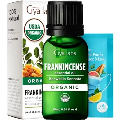 Imagen de Aceite esencial de incienso orgánico para aromaterapia, piel y cara (10 ml) Grado terapéutico 100% puro Gya Labs