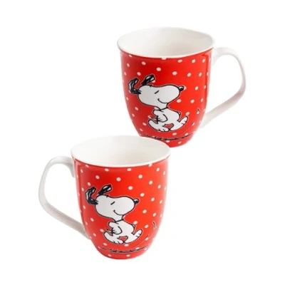 Imagen de The Peanuts Snoopy Taza de café (cerámica, 280 ml), diseño lunares, color rojo