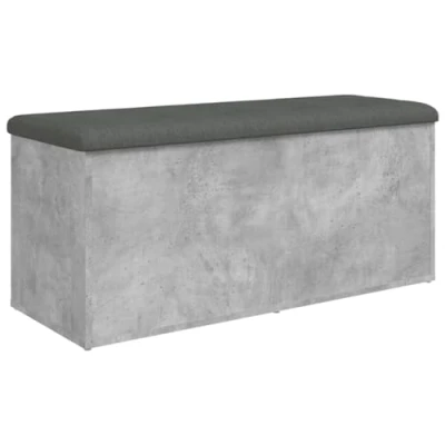 Imagen de vidaXL Banco almacenaje Madera ingeniería Gris hormigón 102x42x45 cm