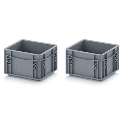 Imagen de 2x Eurobehälter Eurobox 20 x 15 12 grau inkl. gratis Zollstock, 2er Set