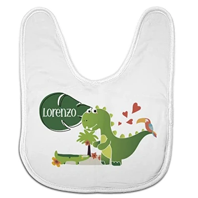 Imagen de LolaPix Babero Guarderia. con Nombre. Regalos Personalizados Personalizado Bebe. Varios diseños. Dino Cocodrilo Infantil