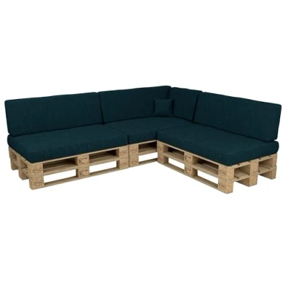 Imagen de POKAR Juego de Cojines 8 Piezas para Europalés: 3X Asiento 120x80cm +3X Respaldo 120x40cm + 1x 60x40cm Lateral cojín Decorativo 40x40cm, sofá paletas, sin palés, Verde Oscuro