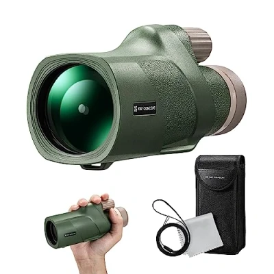 Imagen de K&amp;F Concept 12 * 50 Telescopio Monocular, HD BAK4, Monocular Portátil con Interfaz Arca, Ocular para Observación de Aves, Caza, Viajes, Conciertos, Verde