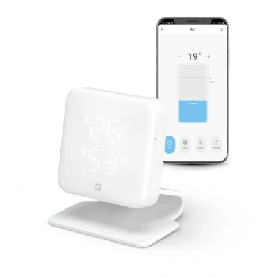 Imagen de Garza Smarthome Controlador Infrarrojos IR Inteligente Wifi (2,4 Ghz) para Aire Acondicionado con Sensor de Temperatura y Humedad, Compatible Alexa Google Home, Control remoto por Voz App