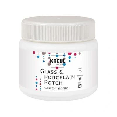 Imagen de KREUL 49451 Porzellan Potch Barniz adhesivo transparente a base de agua para servilletas sobre porcelana y vidrio Bote 150 ml